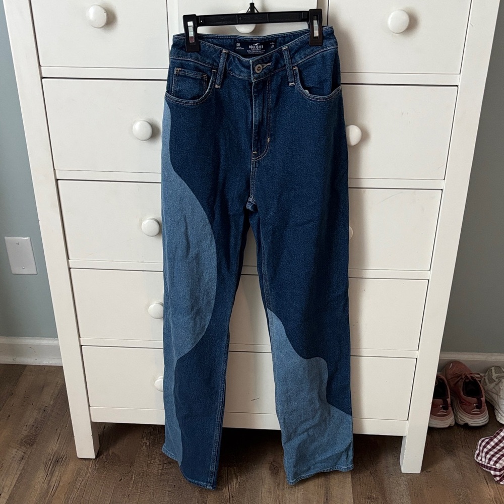 Hollister Two-Tone Blue Straight Jeans size 0R